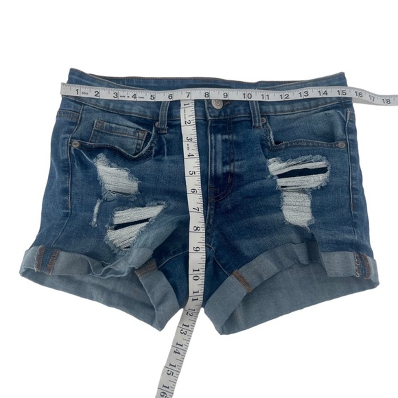 Aeropostale Distressed Cuffed Hem Low Rise Midi Jean Shorts Size 10 Women’s - Picture 5 of 5